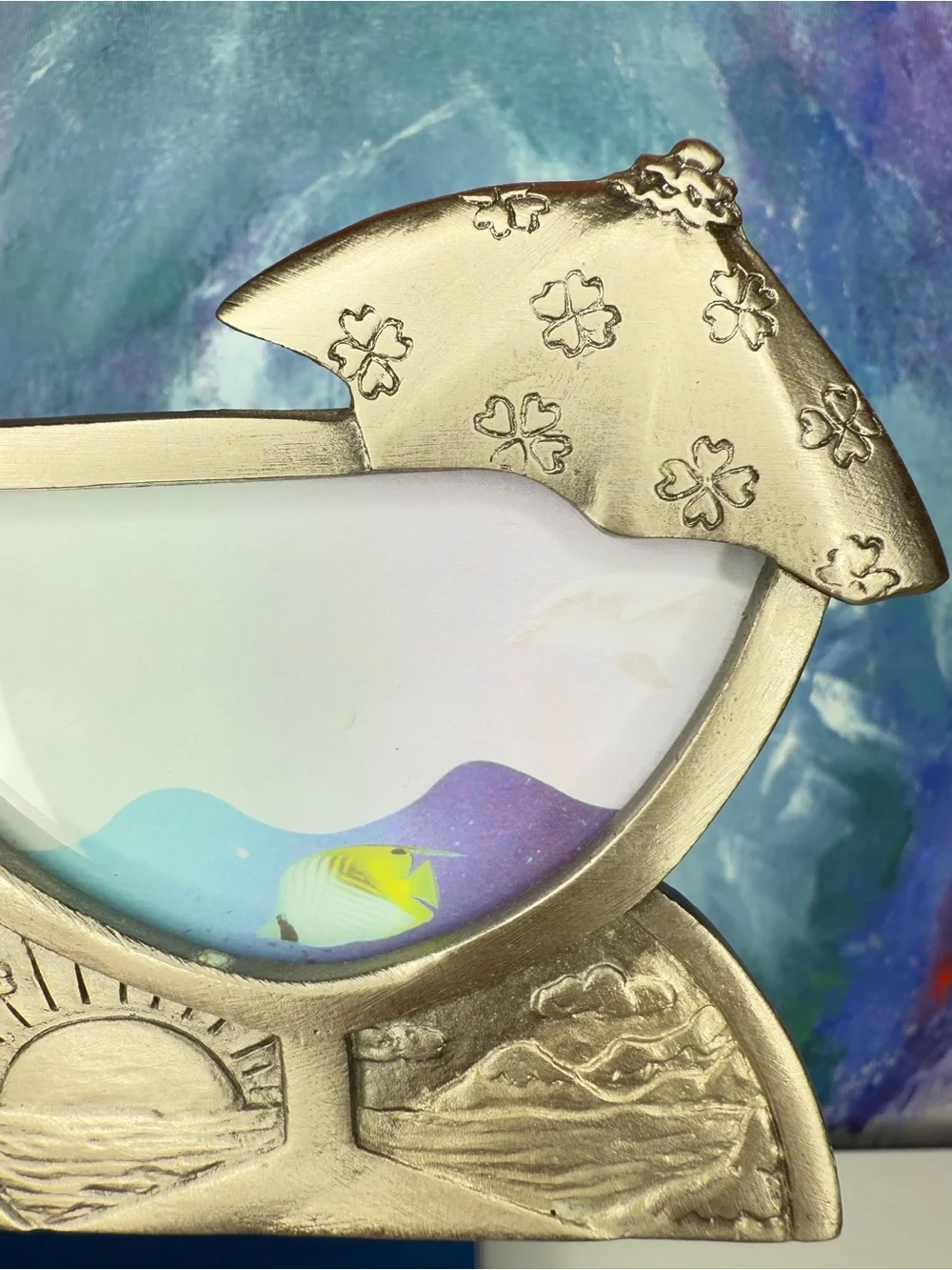 Martini Glass Picture Photo Frame Small Silver Metal Vacation Travel Beach Easel
